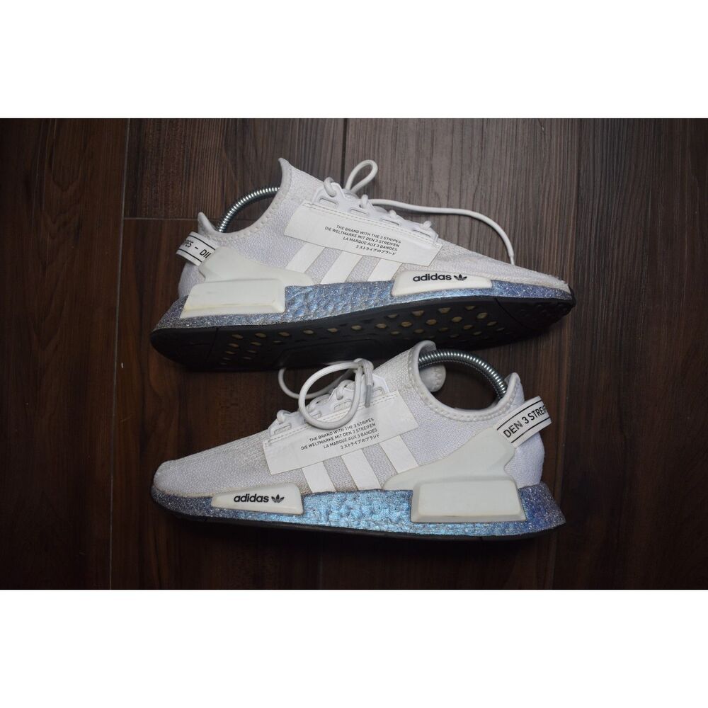 Adidas NMD R1 V2 White Athletic Shoes Sneakers Mens Size 8.5 - Picture 4 of 10